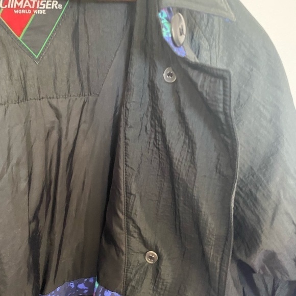 Vintage 80s ski jacket retro nylon black button up shoulder padded - Picture 16 of 16